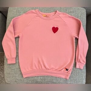 Aviator Nation Pink ❤️ Red Heart Embroidered Crewneck Unisex Size Extra Large
